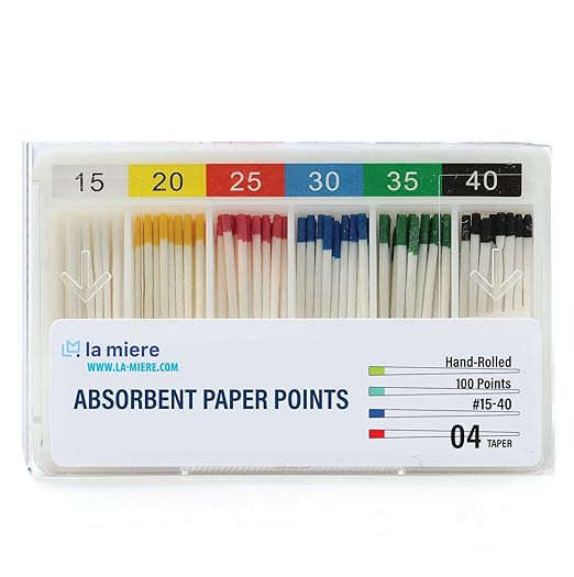LA MIERE Absorbent Paper Points #15-40 .04 Taper, #15-40 with mm Mark, 100P