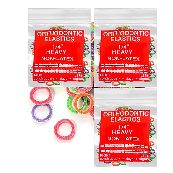 Neon non-Latex 3 Packs 300 counts Intraoral Elastic Bands Orthodontic Elastics Dental Rubber Bands Made in US