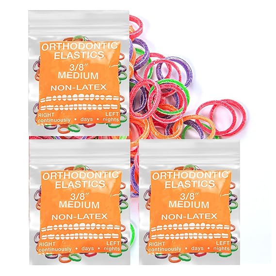Neon non-Latex 3 Packs 300 counts Intraoral Elastic Bands Orthodontic Elastics Dental Rubber Bands Made in US
