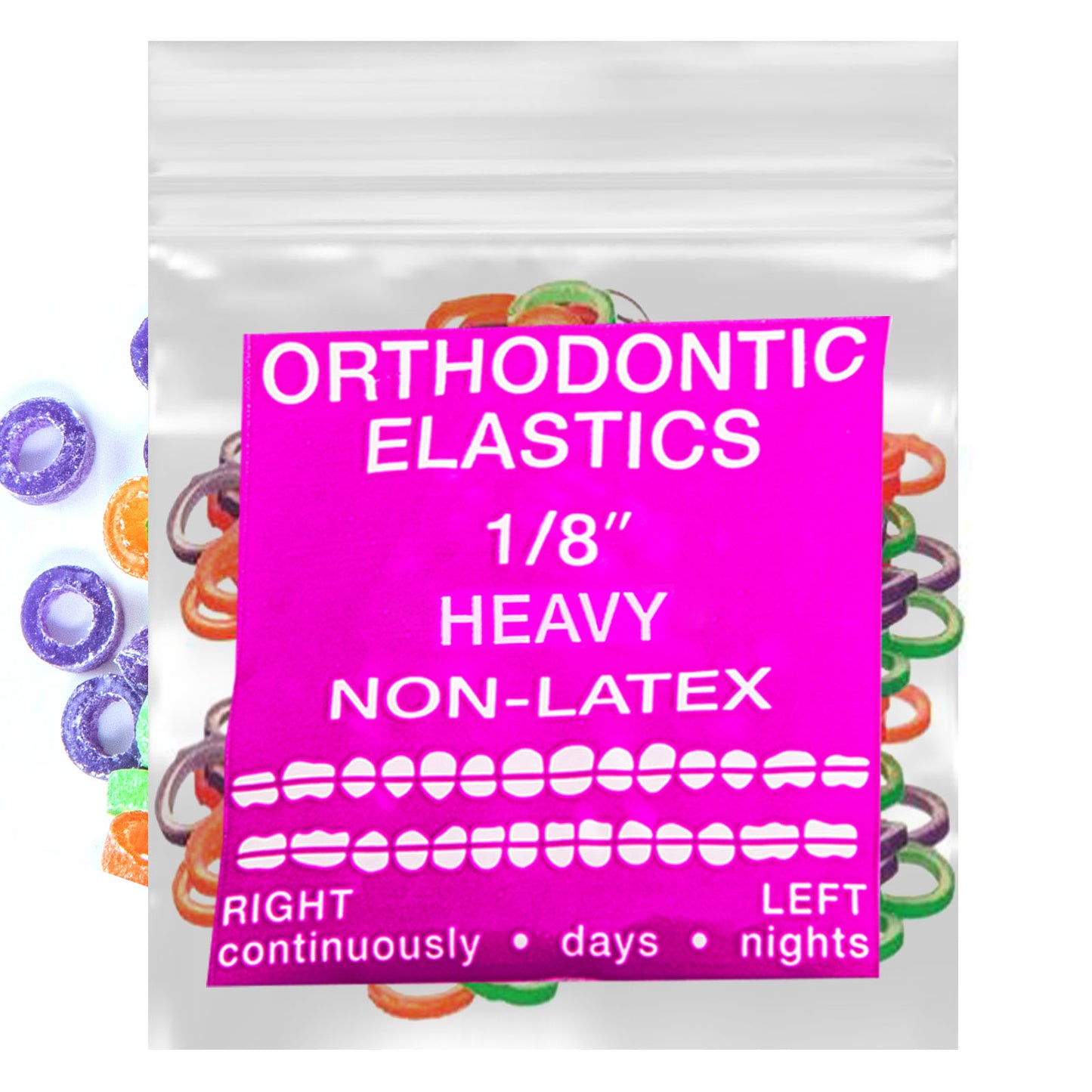 Neon Non-Latex 100 counts Intraoral Elastic Bands Orthodontic Elastics Dental Rubber Bands