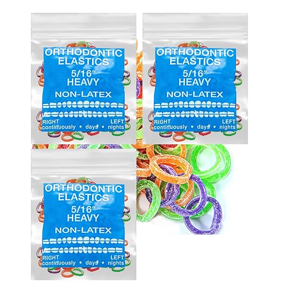 Neon non-Latex 3 Packs 300 counts Intraoral Elastic Bands Orthodontic Elastics Dental Rubber Bands Made in US