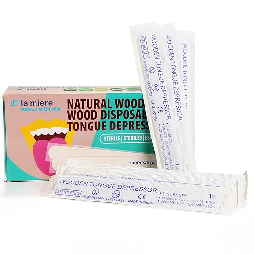 LA MIERE Large Applicator Sticks, 6" Tongue Depressors Wood, Non-Sterile