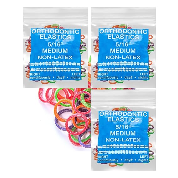 Neon non-Latex 3 Packs 300 counts Intraoral Elastic Bands Orthodontic Elastics Dental Rubber Bands Made in US