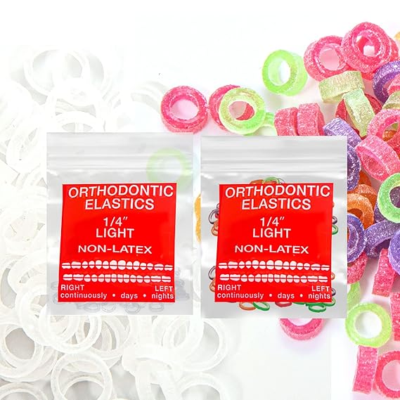 Dual Latex Free packs Intraoral Elastic Bands Orthodontic Elastics Dental Rubber Bands, braces, tooth gap MADE IN US
