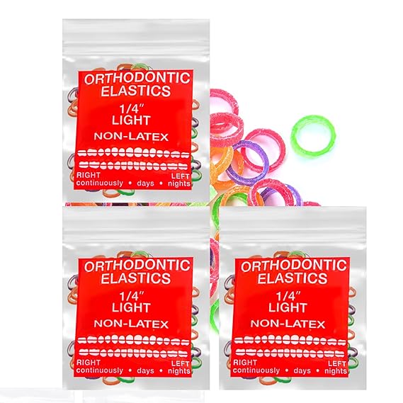 Neon non-Latex 3 Packs 300 counts Intraoral Elastic Bands Orthodontic Elastics Dental Rubber Bands Made in US
