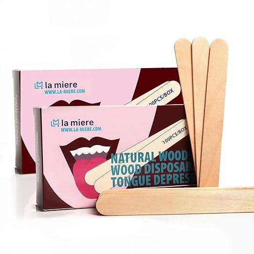LA MIERE Large Applicator Sticks, 6" Tongue Depressors Wood, Non-Sterile