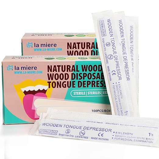 LA MIERE Large Applicator Sticks, 6" Tongue Depressors Wood, Non-Sterile