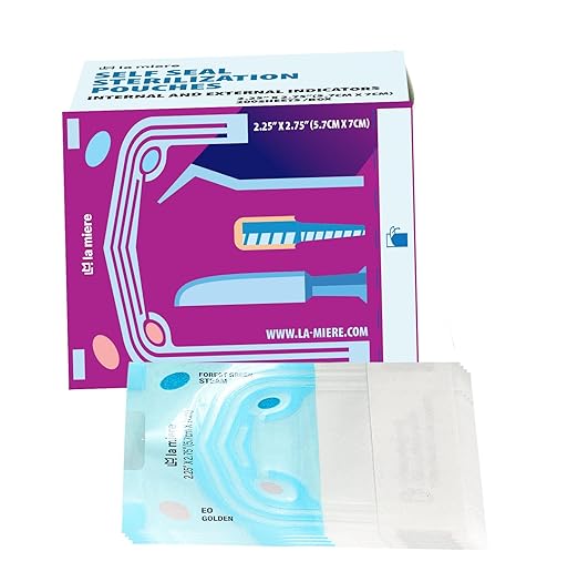 5.25"X10” 200P Self Sterilization Pouches for Dental Offices, Autoclave Bags Pouch for Dentist Tools, for Cleaning Tools, 200 Pouches Per Box, 1 Box of Paper Box