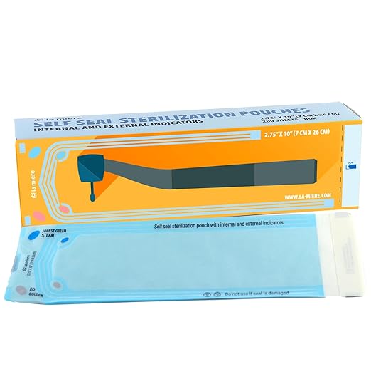 5.25"X10” 200P Self Sterilization Pouches for Dental Offices, Autoclave Bags Pouch for Dentist Tools, for Cleaning Tools, 200 Pouches Per Box, 1 Box of Paper Box