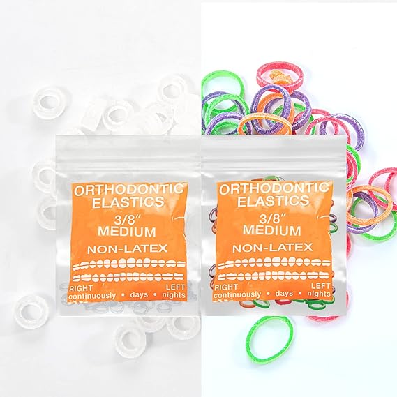 Dual Latex Free packs Intraoral Elastic Bands Orthodontic Elastics Dental Rubber Bands, braces, tooth gap MADE IN US