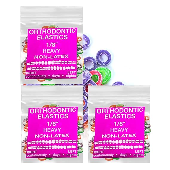 Neon non-Latex 3 Packs 300 counts Intraoral Elastic Bands Orthodontic Elastics Dental Rubber Bands Made in US