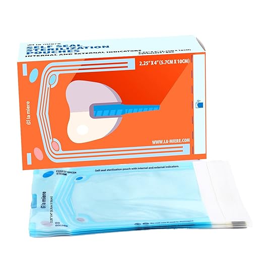 5.25"X10” 200P Self Sterilization Pouches for Dental Offices, Autoclave Bags Pouch for Dentist Tools, for Cleaning Tools, 200 Pouches Per Box, 1 Box of Paper Box