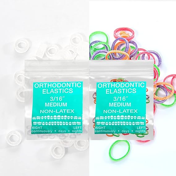 Dual Latex Free packs Intraoral Elastic Bands Orthodontic Elastics Dental Rubber Bands, braces, tooth gap MADE IN US