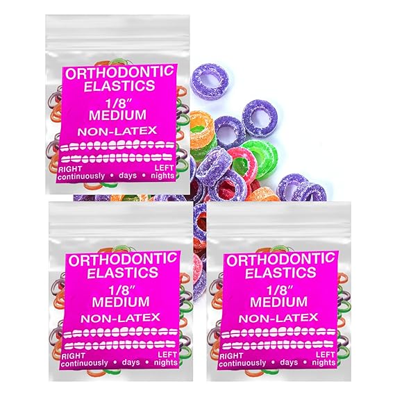 Neon non-Latex 3 Packs 300 counts Intraoral Elastic Bands Orthodontic Elastics Dental Rubber Bands Made in US