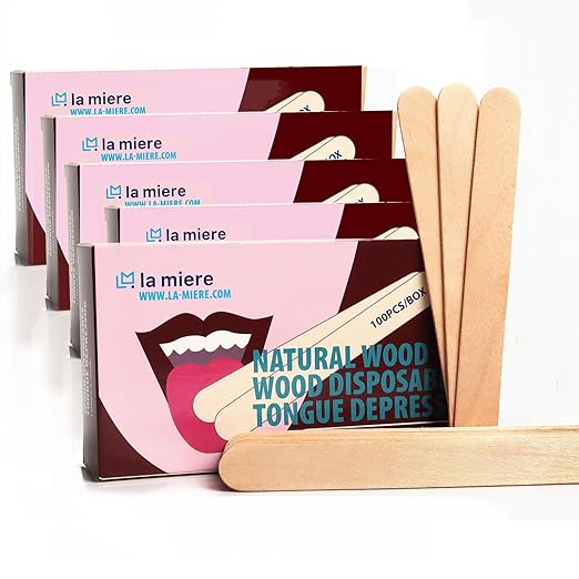 LA MIERE Large Applicator Sticks, 6" Tongue Depressors Wood, Non-Sterile