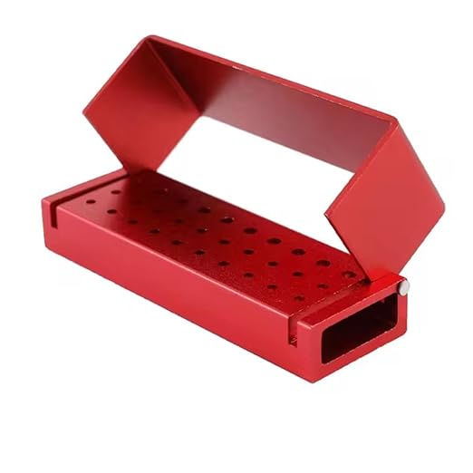 LA MIERE 30 Holes Dental Disinfection Burs Holder Station, Bur Block Organizer with Cover Autoclavable Opening Box Case Aluminum for Lab, Dentist Tool