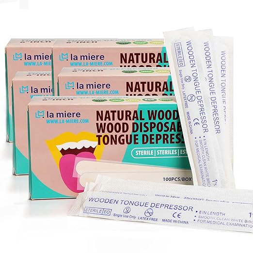 LA MIERE Large Applicator Sticks, 6" Tongue Depressors Wood, Non-Sterile