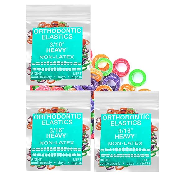Neon non-Latex 3 Packs 300 counts Intraoral Elastic Bands Orthodontic Elastics Dental Rubber Bands Made in US
