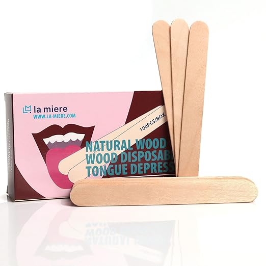 LA MIERE Large Applicator Sticks, 6" Tongue Depressors Wood, Non-Sterile