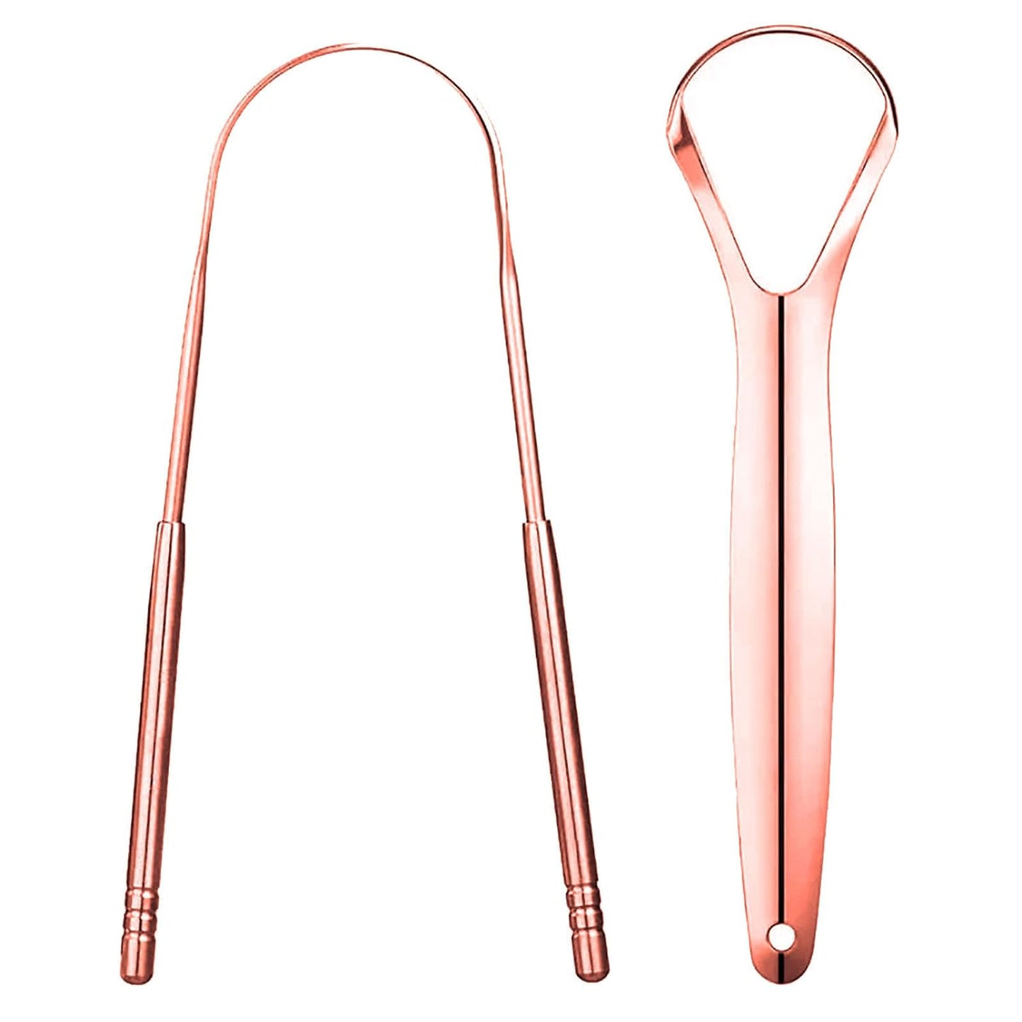 Pure Rose Gold Tongue Scraper for Adults - Oral Care & Hygiene Natural Tongue Cleaner for Fresher Breath - Tongue Scraper with Natural Cotton Bag (2 Piece/Pack)