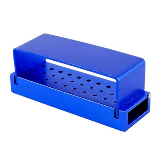 LA MIERE 30 Holes Dental Disinfection Burs Holder Station, Bur Block Organizer with Cover Autoclavable Opening Box Case Aluminum for Lab, Dentist Tool