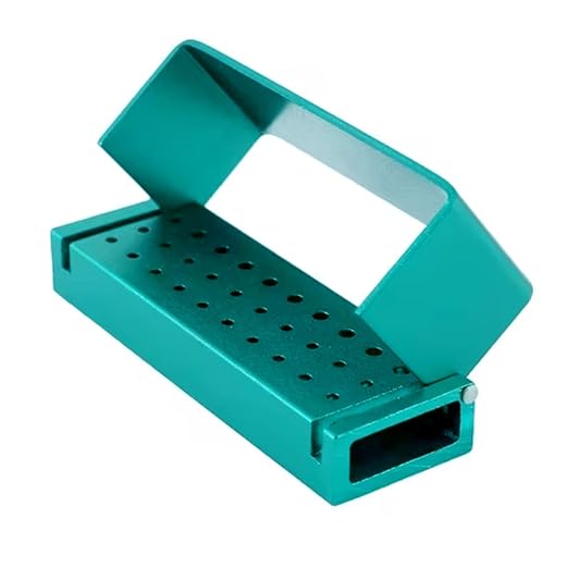 LA MIERE 30 Holes Dental Disinfection Burs Holder Station, Bur Block Organizer with Cover Autoclavable Opening Box Case Aluminum for Lab, Dentist Tool