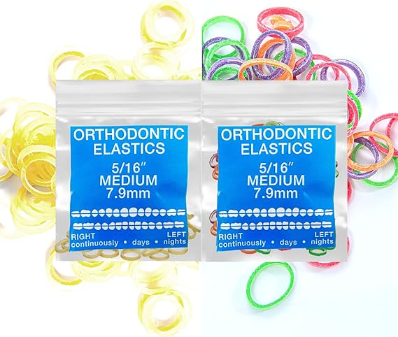 Dual Latex Free packs Intraoral Elastic Bands Orthodontic Elastics Dental Rubber Bands, braces, tooth gap MADE IN US