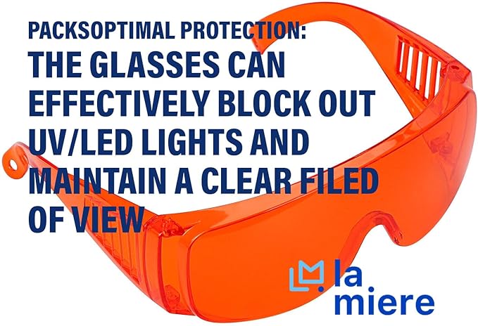 LA MIERE Curing Light Orange Glasses Dental, Teeth Whitening Safety Glasses, Dental Eyewear LED Protective Goggles, 1 Pack