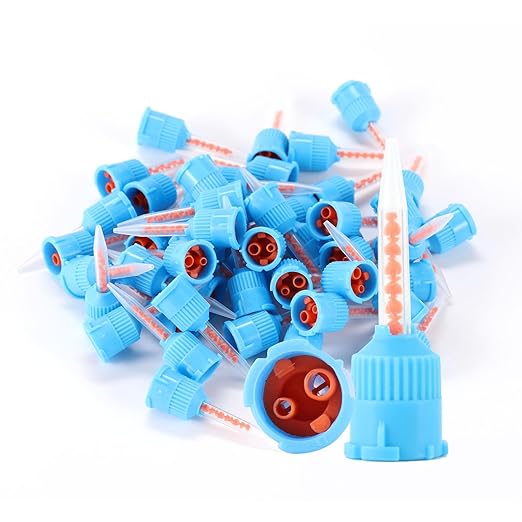 LA MIERE 100pcs Blue/Orange 4:1, Dental Impression Mixing Tips for Temporary