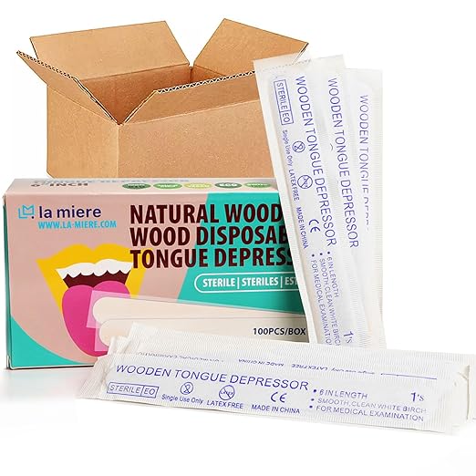 LA MIERE Large Applicator Sticks, 6" Tongue Depressors Wood, Non-Sterile