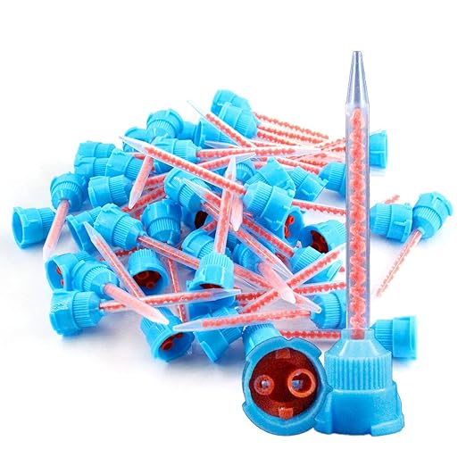 LA MIERE 100pcs Blue/Orange 4:1, Dental Impression Mixing Tips for Temporary