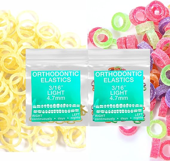 Dual Latex Free packs Intraoral Elastic Bands Orthodontic Elastics Dental Rubber Bands, braces, tooth gap MADE IN US