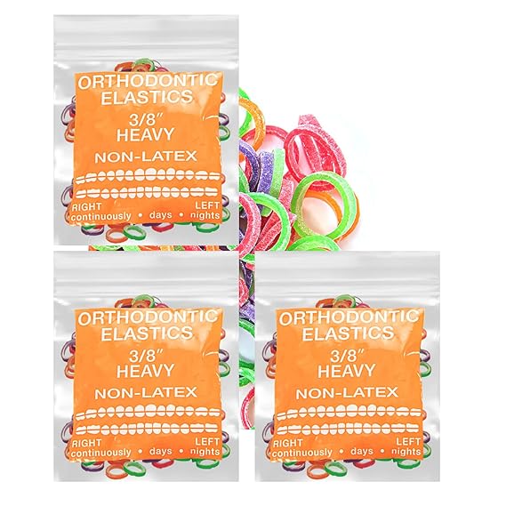 Neon non-Latex 3 Packs 300 counts Intraoral Elastic Bands Orthodontic Elastics Dental Rubber Bands Made in US