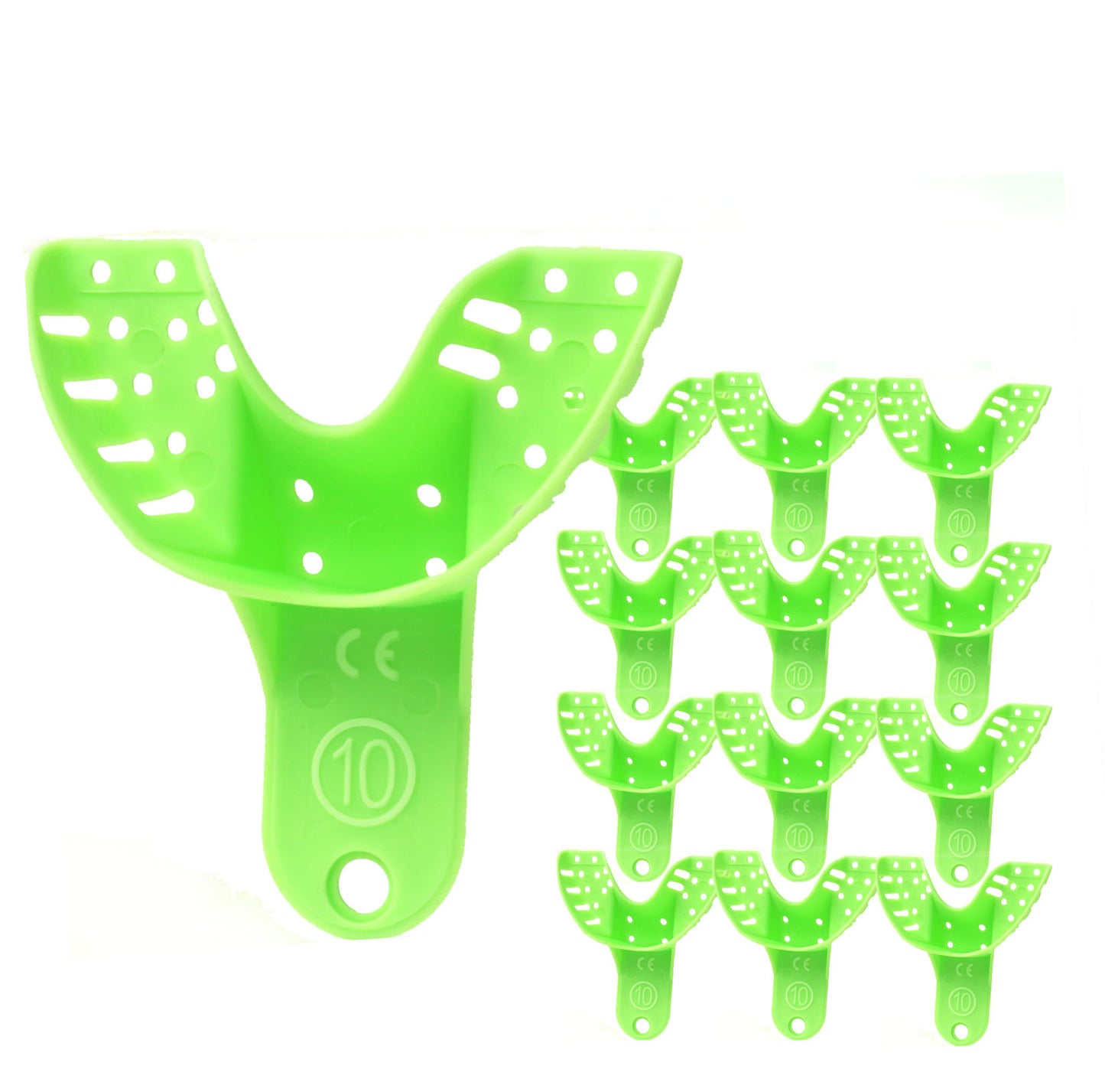 Green Autoclavable Premium Disposable Tracking Spacer Plastic Dental Impression Trays 12 PC