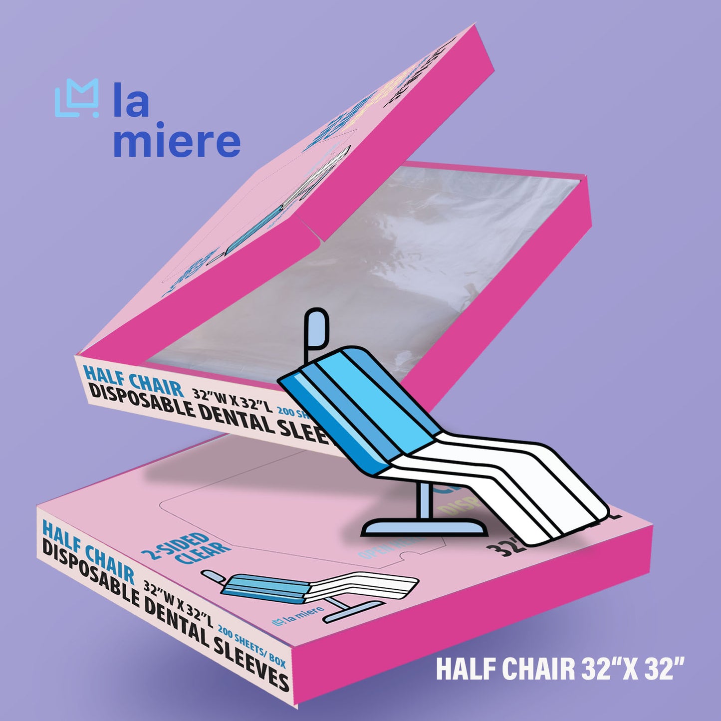 Non-Slip Dental Half Chair Large Covers, 32” x 32” Disposable Dental Chair Sleeve, Waterproof Plastic Cover Sleeves (1 Box, 200/Bx)