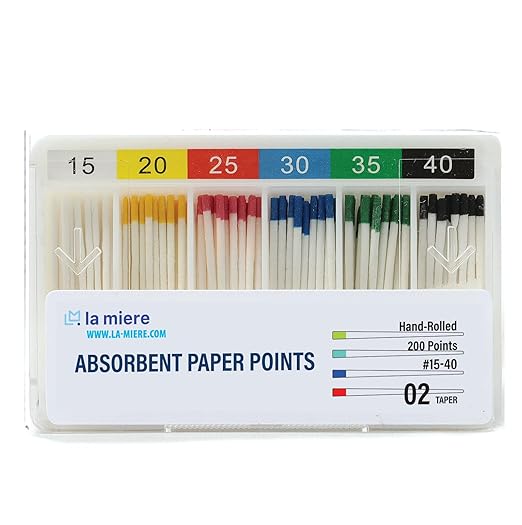 LA MIERE Absorbent Paper Points #15-40 .04 Taper, #15-40 with mm Mark, 100P