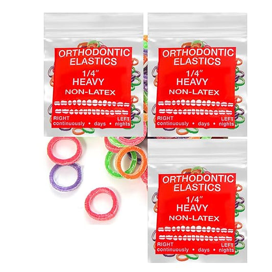 Neon non-Latex 3 Packs 300 counts Intraoral Elastic Bands Orthodontic Elastics Dental Rubber Bands Made in US