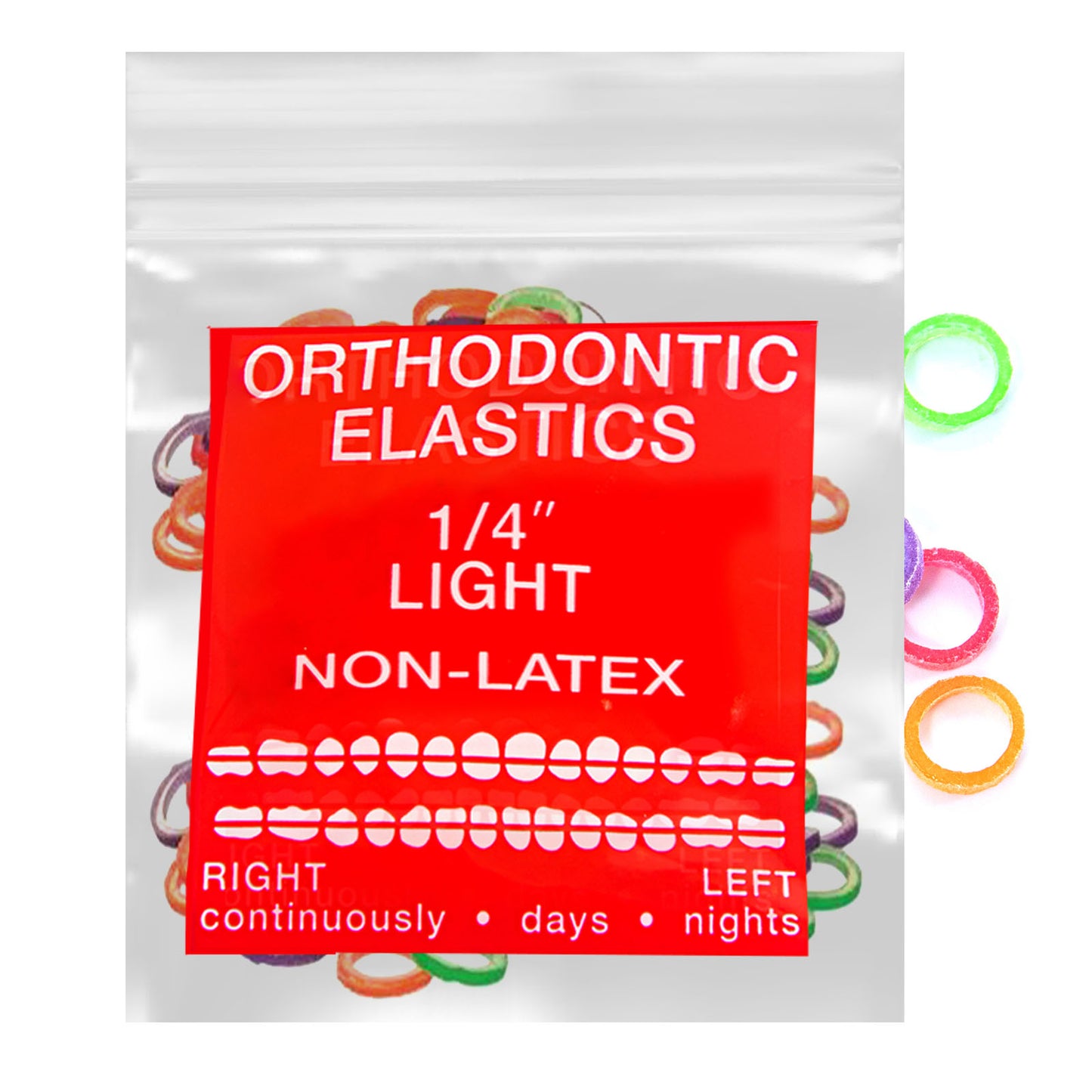 Neon Non-Latex 100 counts Intraoral Elastic Bands Orthodontic Elastics Dental Rubber Bands