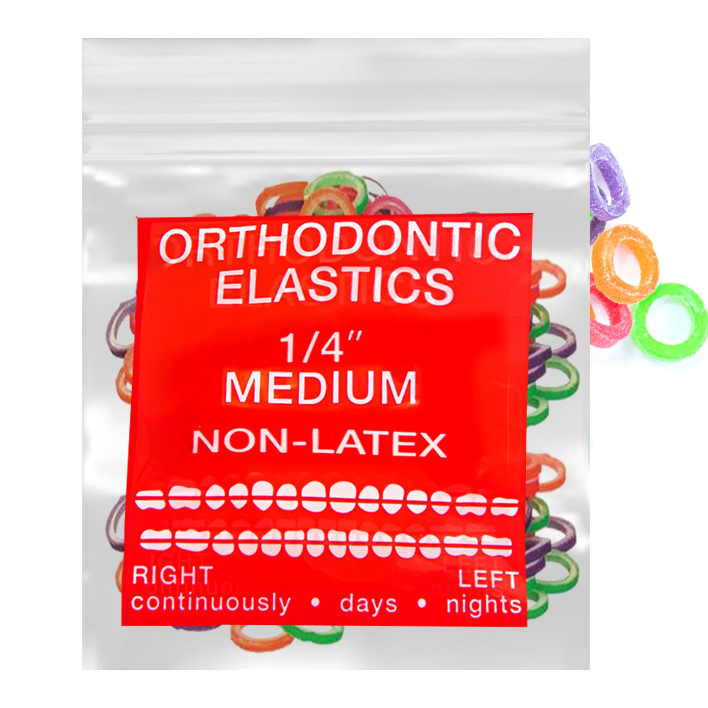 Neon Non-Latex 100 counts Intraoral Elastic Bands Orthodontic Elastics Dental Rubber Bands