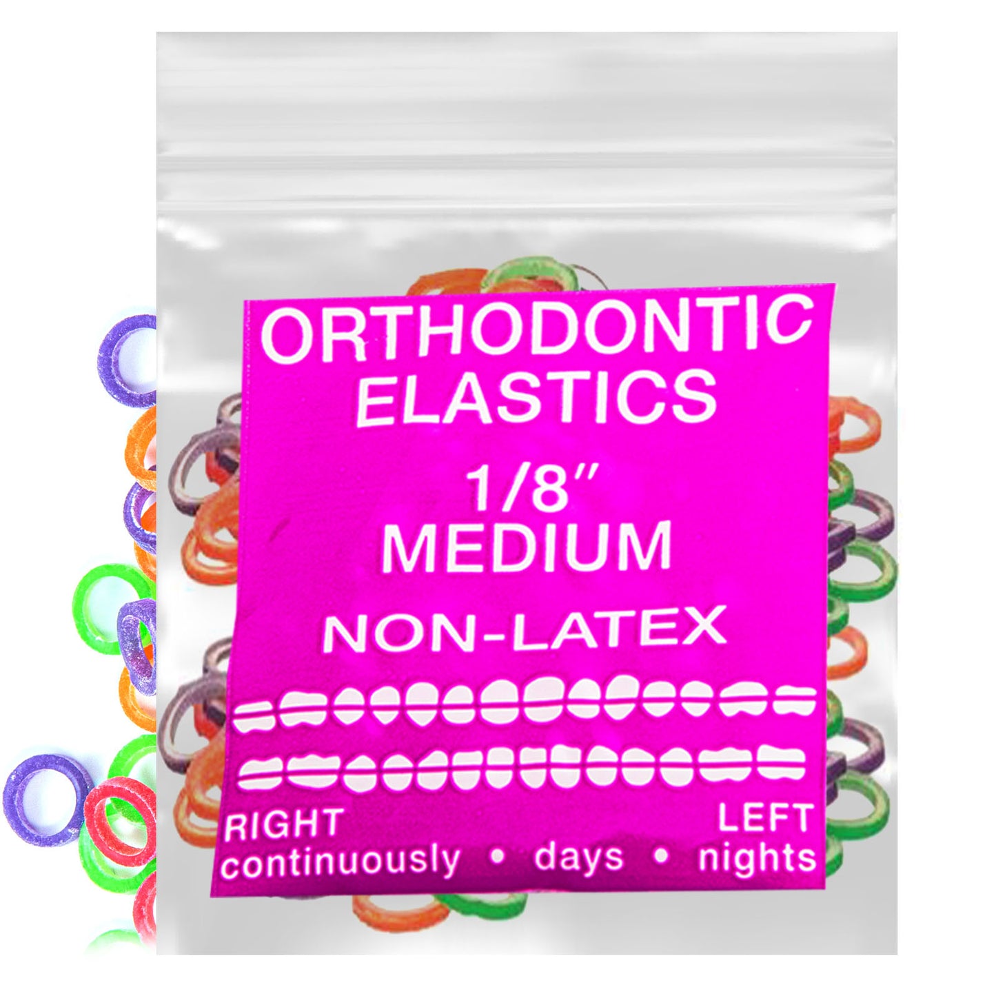 Neon Non-Latex 100 counts Intraoral Elastic Bands Orthodontic Elastics Dental Rubber Bands