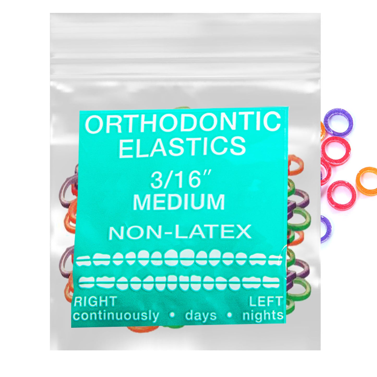 Neon Non-Latex 100 counts Intraoral Elastic Bands Orthodontic Elastics Dental Rubber Bands