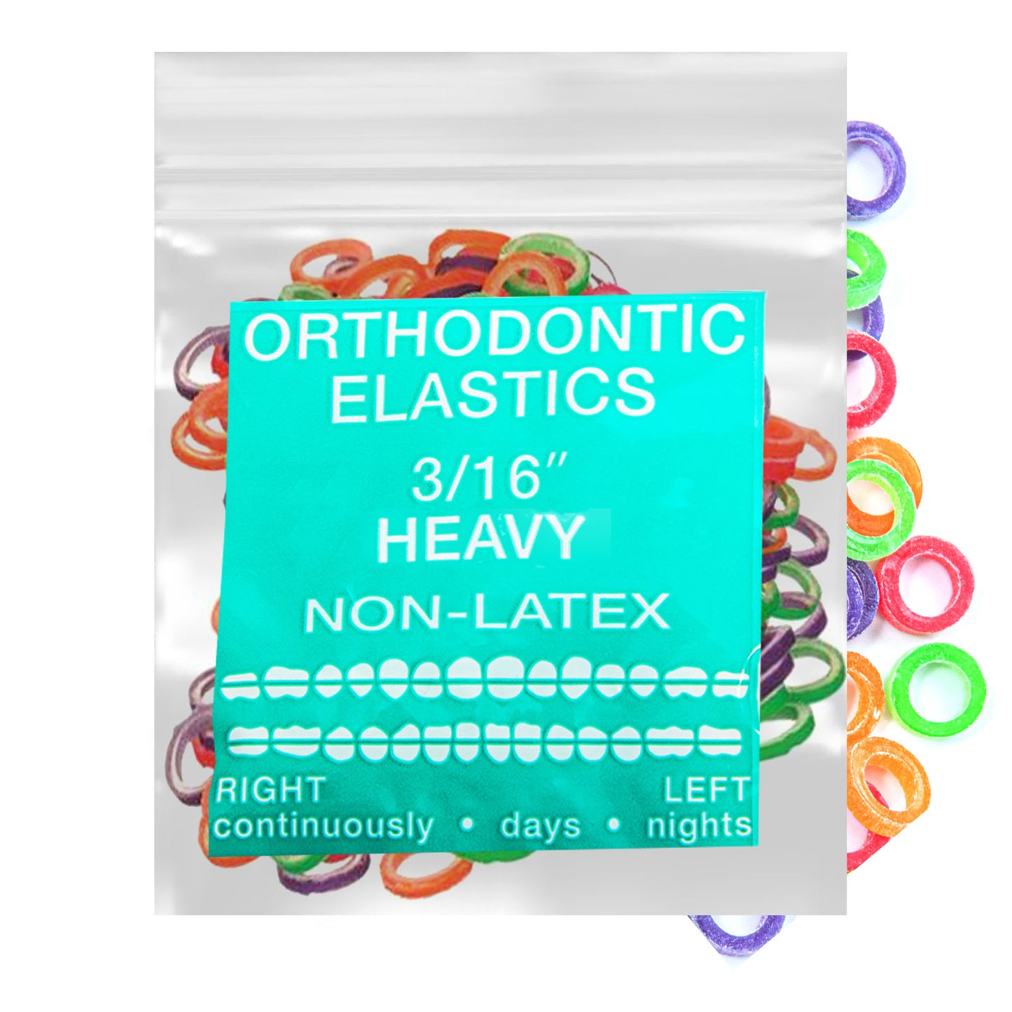 Neon Non-Latex 100 counts Intraoral Elastic Bands Orthodontic Elastics Dental Rubber Bands