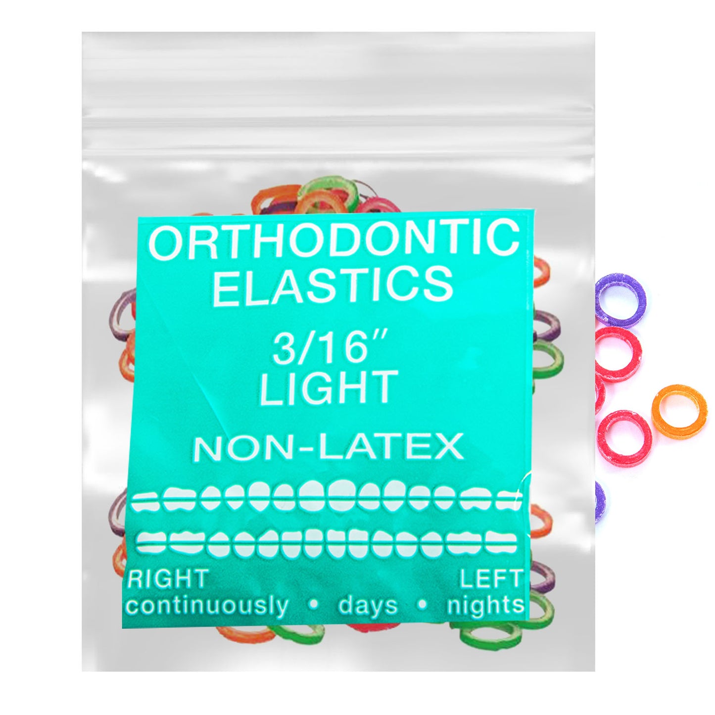 Neon Non-Latex 100 counts Intraoral Elastic Bands Orthodontic Elastics Dental Rubber Bands