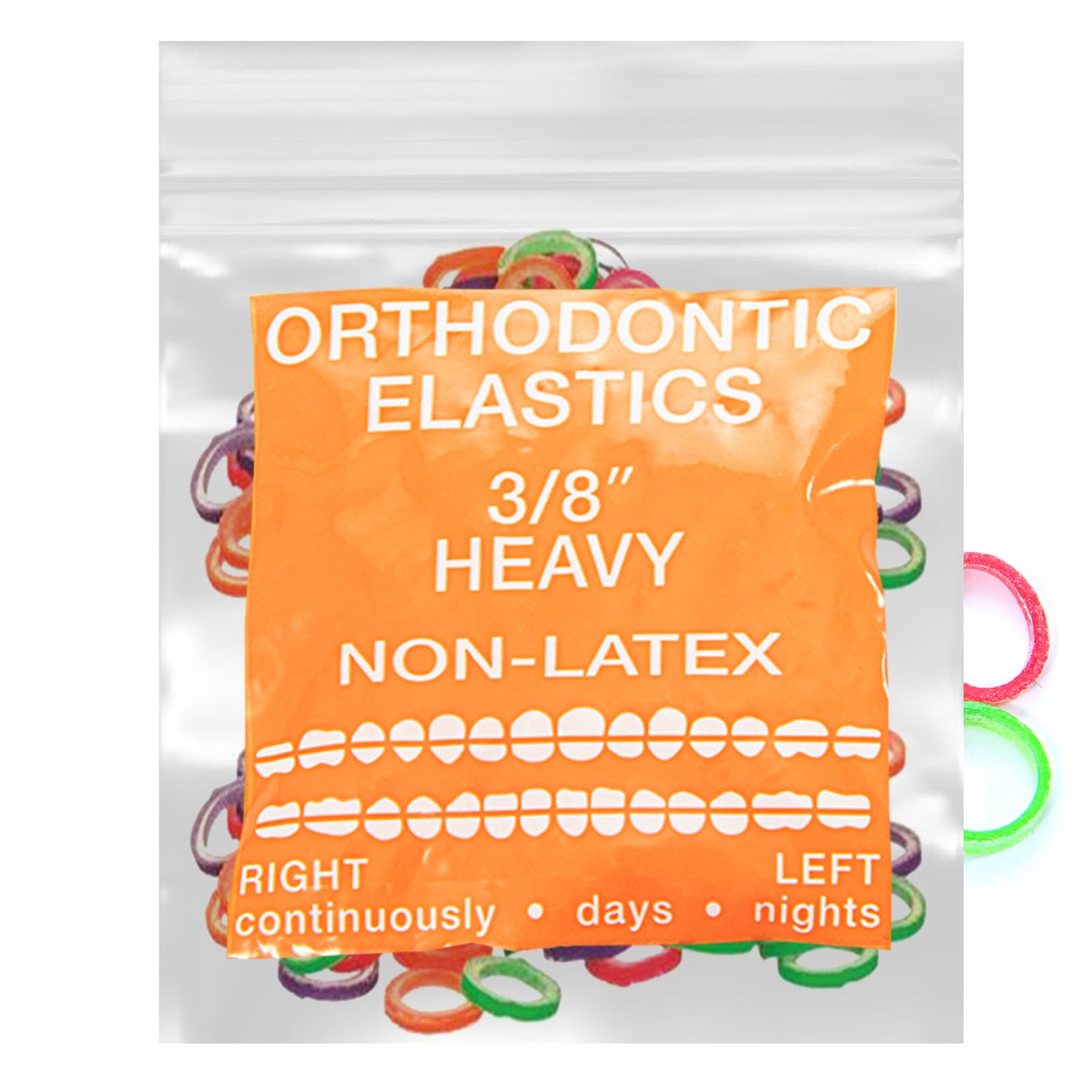 Neon Non-Latex 100 counts Intraoral Elastic Bands Orthodontic Elastics Dental Rubber Bands