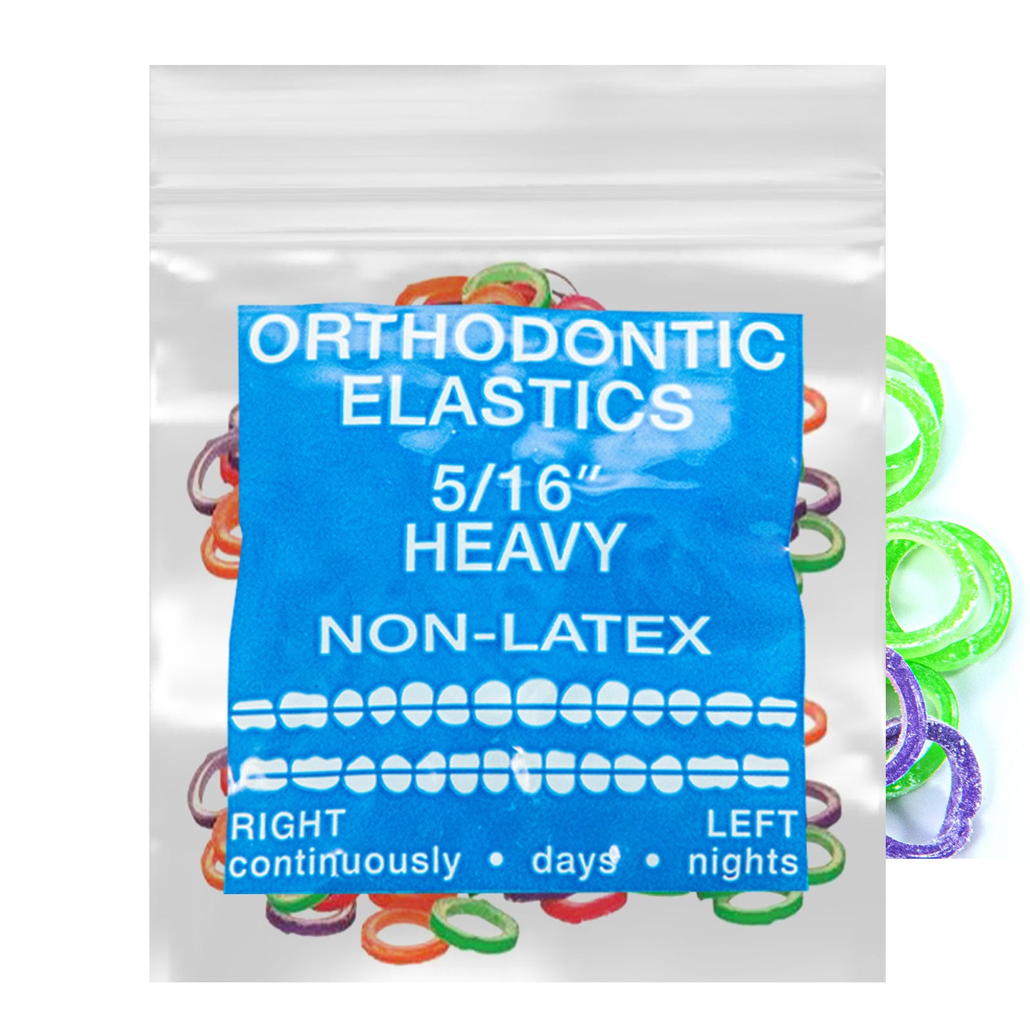 Neon Non-Latex 100 counts Intraoral Elastic Bands Orthodontic Elastics Dental Rubber Bands