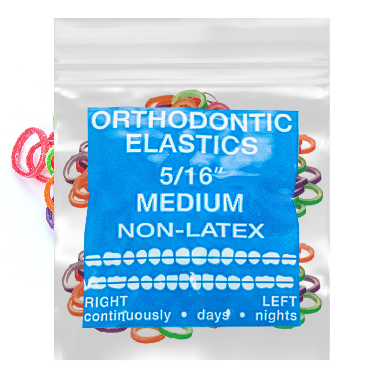 Neon Non-Latex 100 counts Intraoral Elastic Bands Orthodontic Elastics Dental Rubber Bands