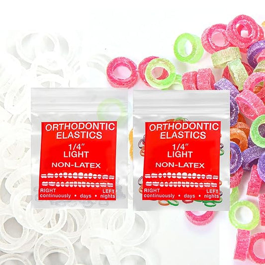 Dual Latex Free packs Intraoral Elastic Bands Orthodontic Elastics Dental Rubber Bands, braces, tooth gap MADE IN US