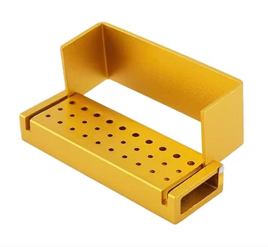 LA MIERE 30 Holes Dental Disinfection Burs Holder Station, Bur Block Organizer with Cover Autoclavable Opening Box Case Aluminum for Lab, Dentist Tool