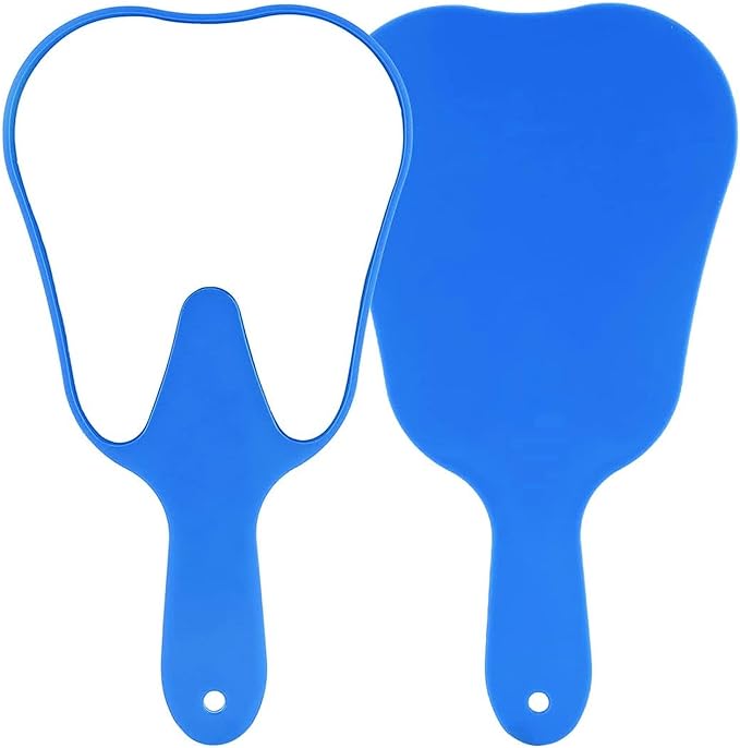 LA MIERE Tooth Shaped Mirror - Handheld Dental Mirror with Handle, Lightweight and Smooth, White