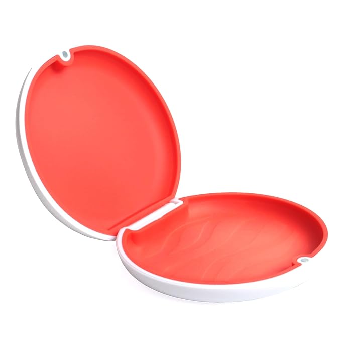 Retainer Case, Slim Aligner Case Compatible with Invisalign, Night Mouth Guard Case, Retainer Holder, Food Grade Silicone Pad, Magnetic Closure